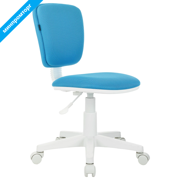 Кресло детское BRABIX "Joy MG-204W", без подлокотников, пластик белый, ткань TW, голубое, 533012 минпромторг