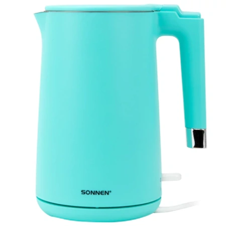 Чайник электрический с двойными стенками SONNEN KT-8719M, 1,5 л, 2200 Вт, мятный, 454694 - МСК «Форвард»