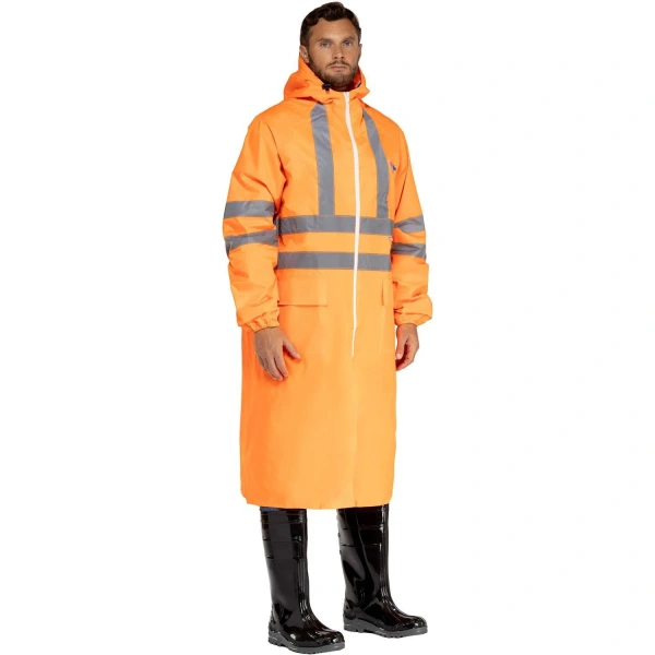 Плащ сигнальный влагозащитный Waterproof Line Extra-V-ПЛ плащёвая ткань с ПВХ покрытием на молнии оранжевый с СОП (размер 96-100 (48-50), рост 182-188) 446592 ЧЕСТНЫЙ ЗНАК! - МСК «Форвард»