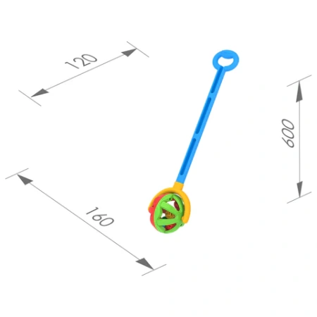 Каталка на палочке "Шарик", 16x12x60 см, цвет зелено-красный, НОРДПЛАСТ, 762/1 666455 - МСК «Форвард»
