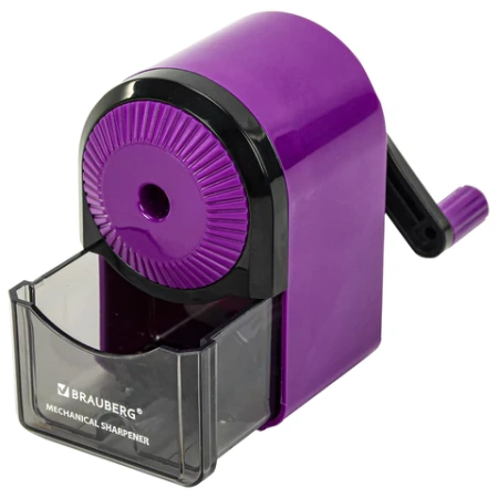 Точилка механическая BRAUBERG ULTRA для чернографитных и цветных карандашей, крепление к столу, цвет корпуса сиреневый с черным, 271341 - МСК «Форвард»
