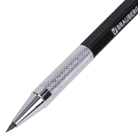 Карандаш механический цанговый 2 мм + грифели HB 12 штук на блистере, BRAUBERG "METALLIC-X 20", металлические детали, 181967 - МСК «Форвард»
