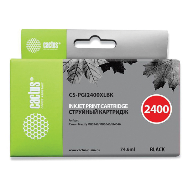 Картридж струйный CACTUS (CS-PGI2400XLВК) для CANON iB4040/MB5040/MB5340, черный CS-PGI2400XLBK 362770 ПОД ЗАКАЗ 8 ДНЕЙ