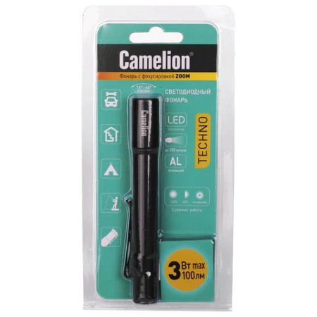 Фонарь CAMELION XP-E, ЯРКИЙ, ZOOM, 3 режима, питание 2хААА (не в комплекте), LED51533 238281 - МСК «Форвард»