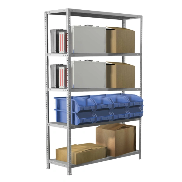 Стеллаж металлический BRABIX MS Plus-200/50-5 (в2000*ш1000*г500мм), 5 полок, регулир. опоры, 291110 