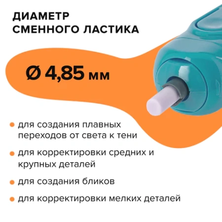 Ластик электрический BRAUBERG "JET", питание от 2 батареек ААА, 8 сменных ластиков, голубой, 229612 - МСК «Форвард»