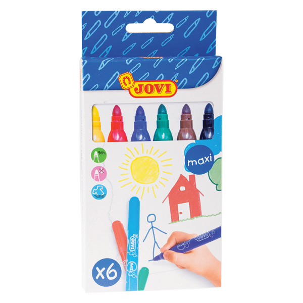 Фломастеры утолщенные JOVI (Испания) MAXI, 6 цв., трехгранные, ДЛЯ МАЛЫШЕЙ, вент. колпачок, 1706 083505