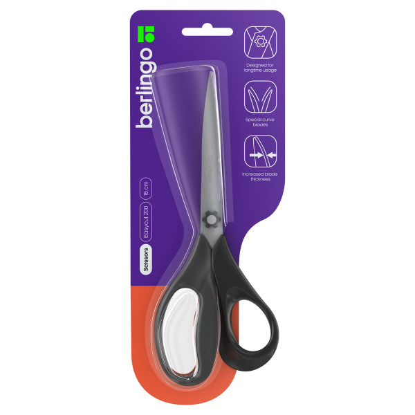 Ножницы Berlingo "Easycut 200" 18см, эргономичные ручки, европодвес DNn_18045 326312 - МСК «Форвард»