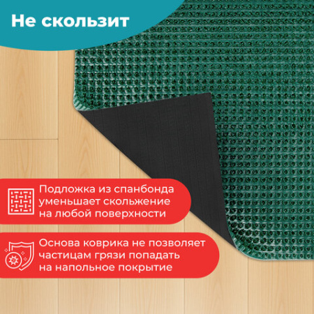 Коврик придверный 45х60 см, ЗЕЛЕНЫЙ пластиковый грязезащитный, толщина 10 мм, "ТРАВКА", PRIMILA, 701065 - МСК «Форвард»