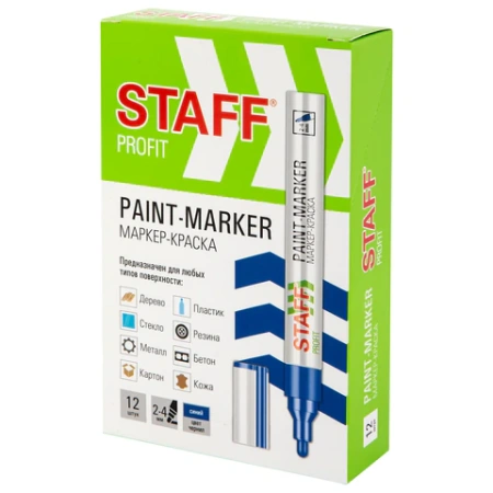 Маркер-краска лаковый (paint marker) 2-4 мм, СИНИЙ, НИТРО-ОСНОВА, STAFF PROFIT, для любых поверхностей, 152581 - МСК «Форвард»