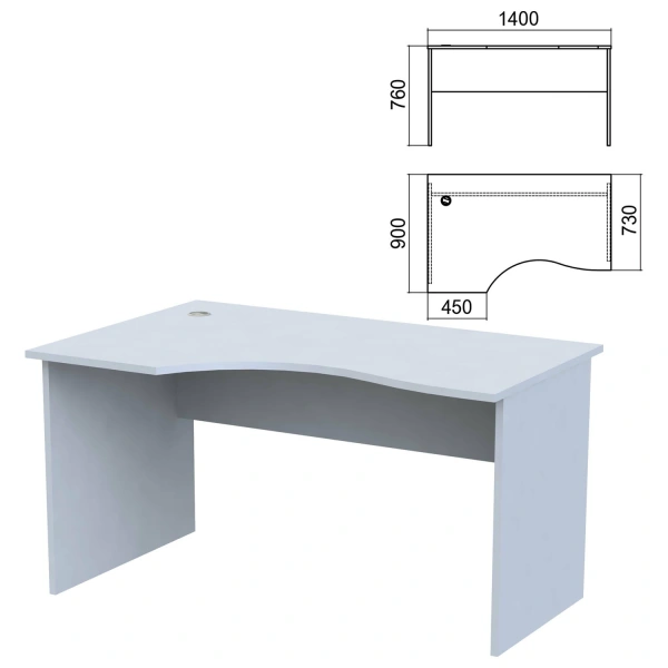 Стол эргономичный "Арго", 1400х900х760 мм, левый, серый (КОМПЛЕКТ)  981327