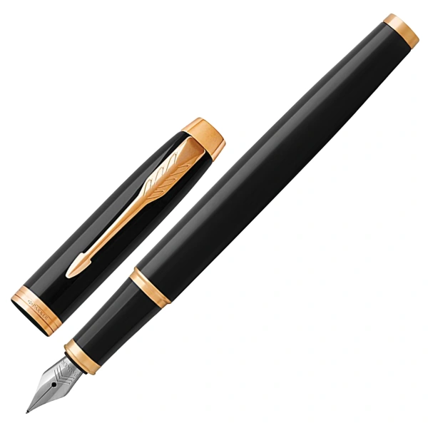 Ручка перьевая PARKER IM Core Black Lacquer GT, черный глянцевый лак, позолота, синяя, 1931645 142531