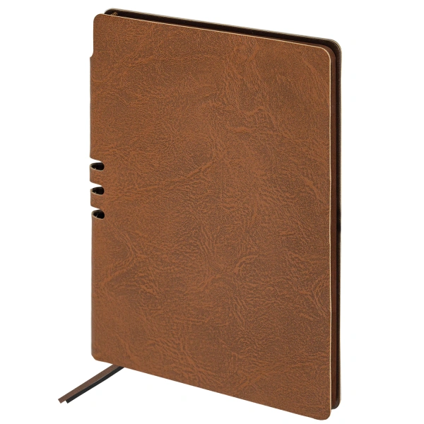 Блокнот А5 140х200мм BRAUBERG NEBRASKA под кожу, 80л, линия, коричневый, 113412