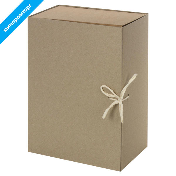 Короб архивный STAFF, А4 (240х330 мм), 100 мм, 2 завязки, переплетный картон, до 900 листов, минпромторг 111956