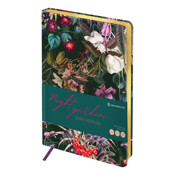 Ежедневник недатированный, А5, 136л., кожзам, Greenwich Line "Night garden. Dark persian", тон. блок ENA5_44979 342853