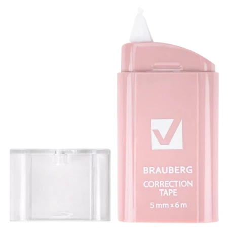 Корректирующая лента BRAUBERG COMPACT PASTEL, 5 мм х 6 м, КОМПЛЕКТ 6 штук, пенал с zip-lock, 272496 - МСК «Форвард»