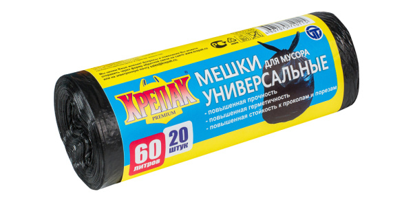 Мешки для мусора 60л 20шт Крепак 10мкм рулон черные - МСК «Форвард»