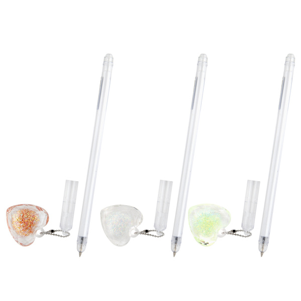 Ручка с подвеской шариковая ЮНЛАНДИЯ "Хрустальное сердце", детали ассорти, СИНЯЯ, узел 0,7мм, КОМПЛЕКТ12 шт  143792 