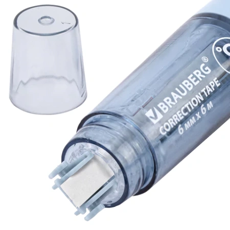 Корректирующая лента BRAUBERG 360°, 6 мм х 6 м + сменный картридж, корпус синий, блистер, 272661 - МСК «Форвард»