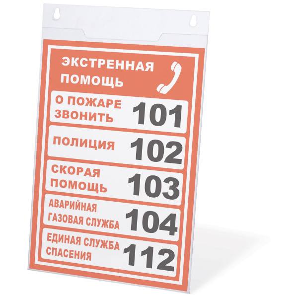 Подставка настенная для рекл.материалов ВЕРТИКАЛЬНАЯ (210х297мм), А4, оргстекло, BRAUBERG, 290428