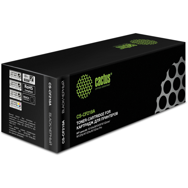 Картридж лазерный CACTUS (CS-CF218A) для HP LaserJet M132a/132fn/132fw/M104a/104w, ресурс 1400 стр C 362969