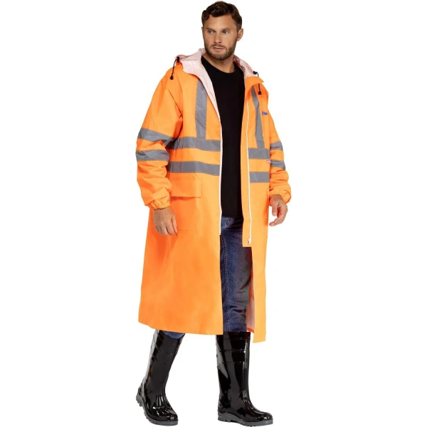 Плащ сигнальный влагозащитный Waterproof Line Extra-V-ПЛ плащёвая ткань с ПВХ покрытием на молнии оранжевый с СОП (размер 96-100 (48-50), рост 182-188) 446592 ЧЕСТНЫЙ ЗНАК! - МСК «Форвард»
