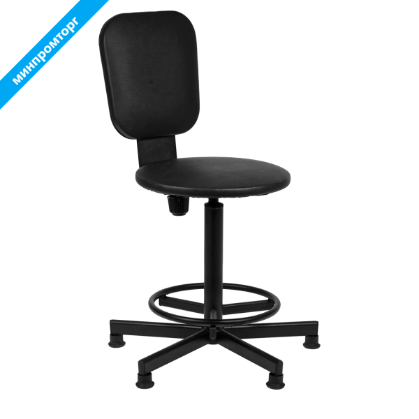 Стул кресло кассира, ресепшен РС37, на винте, без подлокотников, кожзам, черное 532040