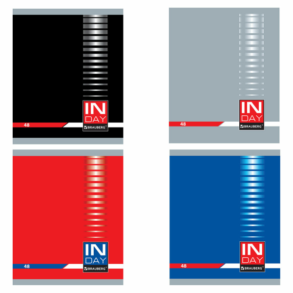 Тетрадь А5 48л. BRAUBERG скоба, клетка, обложка картон, INDAY, 400518