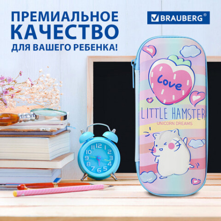 Пенал BRAUBERG, 1 отделение, 1 откидная планка, EVA 3D, 22х10х5 см, "Humster", 270702 - МСК «Форвард»