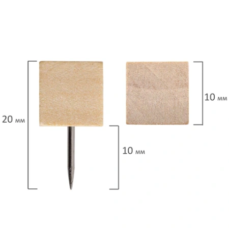 Силовые кнопки-гвоздики BRAUBERG WOOD, деревянные (кубики), 50 штук, 10 мм, 272762 - МСК «Форвард»