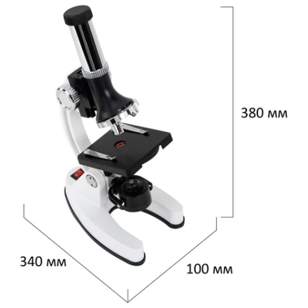 Микроскоп с подсветкой в кейсе, 74 предмета, в т.ч. набор из 16 микропрепаратов в подарок, увеличение 300х,600х,1200х, BRAUBERG KIDS, 391399 - МСК «Форвард»