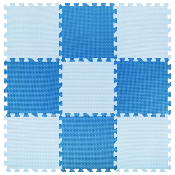 Коврик-пазл напольный 0,9*0,9м мягкий синий, 9 элементов 30*30см, толщина 1 см, ЮНЛАНДИЯ, 664662