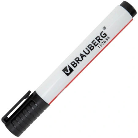 Маркер стираемый для белой доски ЧЕРНЫЙ, BRAUBERG "ULTRA WHITEBOARD MARKER", 3 мм, с клипом, 152634 - МСК «Форвард»