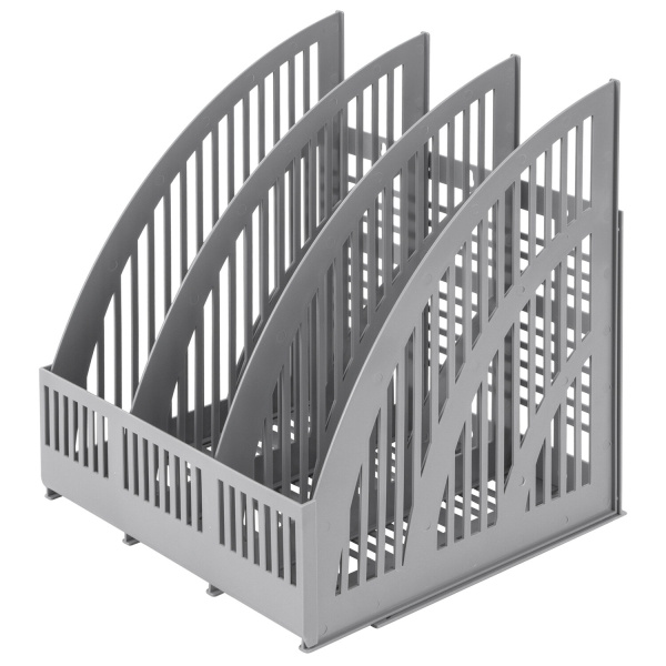 Лоток вертикальный для бумаг BRAUBERG "Energy", 250 мм, 3 отдел., сетчатый, сборный, серый, 237018