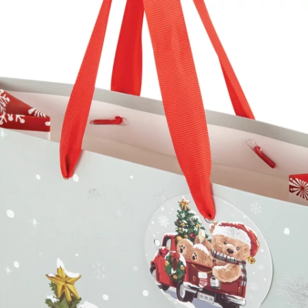 Пакет подарочный КОМПЛЕКТ 4 штуки новогодний 26x13x32 см, "Новогодний мишка", ЗОЛОТАЯ СКАЗКА, 592121 - МСК «Форвард»