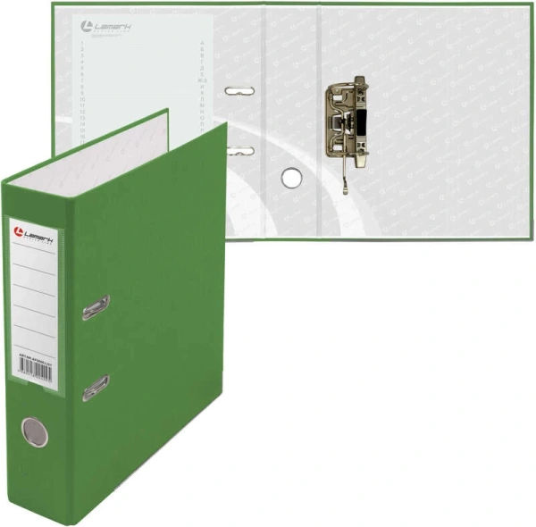 Папка регистратор 80мм А4 РР светло - зеленая, металлическая окантовка, карман AF0600-LG1/AF0600-LG1 Lamark (Ламарк) 128/73310 - МСК «Форвард»