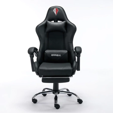 Кресло компьютерное BRABIX "Dexter GM-135", подножка, две подушки, экокожа, черное, 532800 - МСК «Форвард»