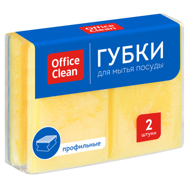 Губки для посуды OfficeClean, поролон с абразивным слоем, профильные, 9,6*6,4*4,2см, 2шт 281461 - МСК «Форвард»