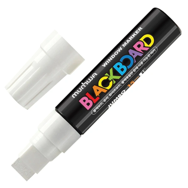 Маркер меловой MUNHWA "Black Board Jumbo", БЕЛЫЙ, 15мм, влагостираемый, на водной основе, JBM15-05 151579