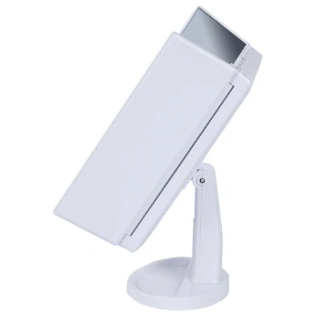 Зеркало настольное с LED-подсветкой для макияжа, размер 24х18 см, складное, увеличение х2, х3, х10, белое, BRABIX, 609337 - МСК «Форвард»