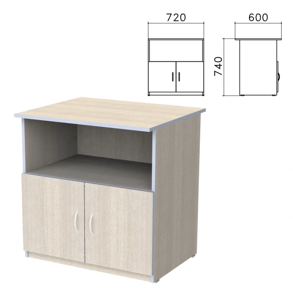 Тумба для оргтехники "Бюджет" (ш720*г600*в740 мм), 2 двери, дуб шамони свет.430, 402658, 640632
