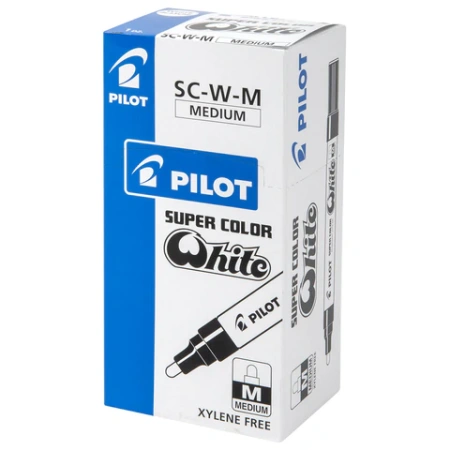 Маркер-краска лаковый (paint marker) PILOT, 2 мм, БЕЛЫЙ, круглый наконечник, алюминиевый корпус, SC-W-M 150831 - МСК «Форвард»
