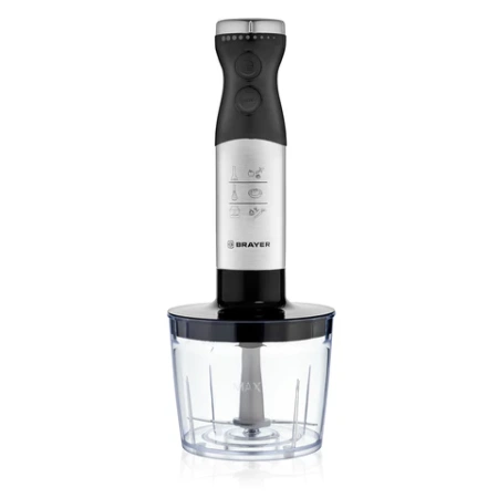 Блендер погружной BRAYER BR1244, 800 Вт, 8 скоростей, 4 насадки, стакан, черный 456087 - МСК «Форвард»