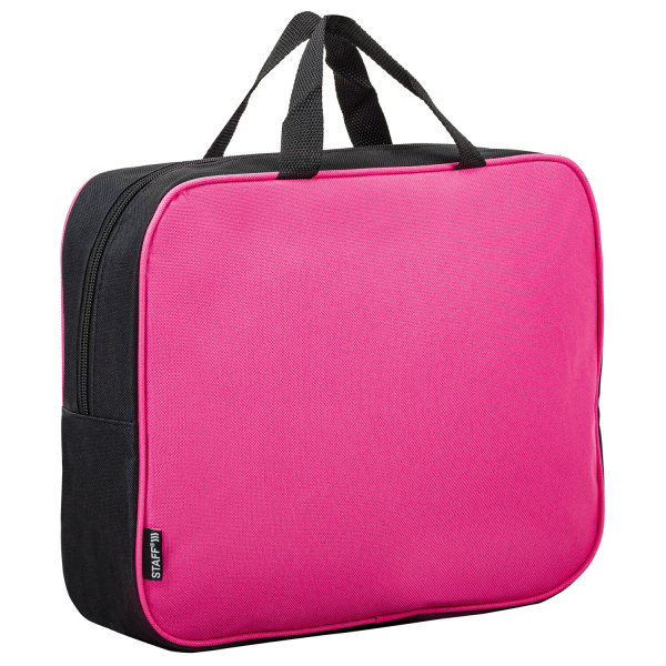 Папка на молнии с ручками STAFF EVERYDAY, А4, ширина 80мм, полиэстер, розовая, 270743