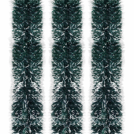 Мишура КОМПЛЕКТ 3 штуки, диаметр 100 мм, длина 2 м, зеленая с белыми кончиками, 592217 - МСК «Форвард»