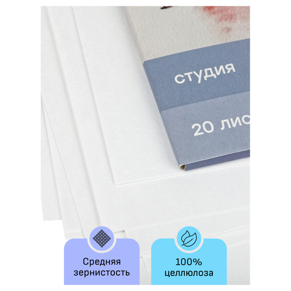 Папка для акварели, 20л., А4 Гамма "Студия", 200г/м2, среднее зерно 40C03F720W 346935 - МСК «Форвард»