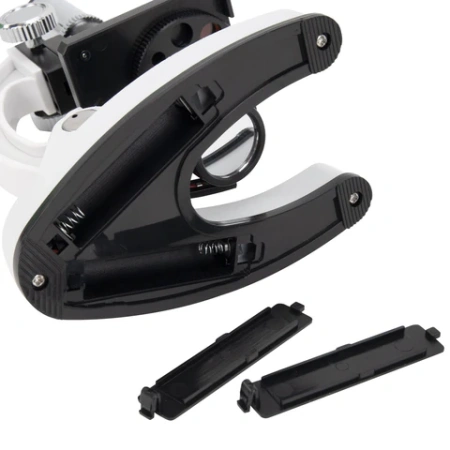 Микроскоп с подсветкой в кейсе, 74 предмета, в т.ч. набор из 16 микропрепаратов в подарок, увеличение 300х,600х,1200х, BRAUBERG KIDS, 391399 - МСК «Форвард»