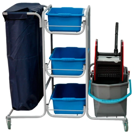 Тележка уборочная Eco-Force МНОГОФУНКЦИОНАЛЬНАЯ MEGA 2 ведра по 25 л, отжим, 3 поддона, держатель и основание для мешка, мешок, 26EF/1, 26EF/1 б/в 609751 - МСК «Форвард»