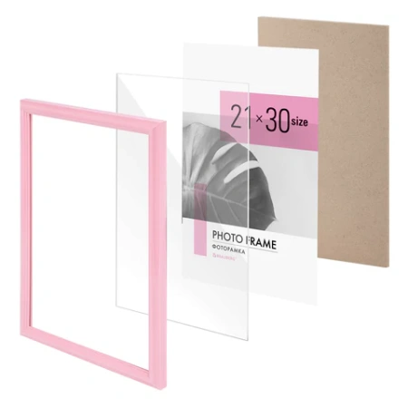 Рамка 21х30 см небьющаяся, багет 17,5 мм, пластик, BRAUBERG "Colorful", розовая, 391248 - МСК «Форвард»