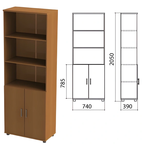 Шкаф полузакрытый "Монолит", 740х390х2050мм, цвет орех (КОМПЛЕКТ) 980076